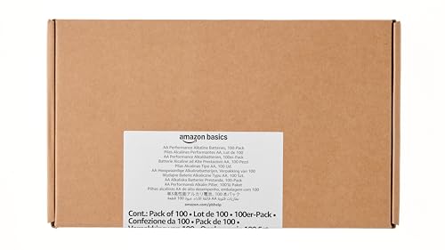 Amazon Basics 100-Pack AA Alkaline High-Performance Batteries, 1.5 Volt, 10-Year Shelf Life