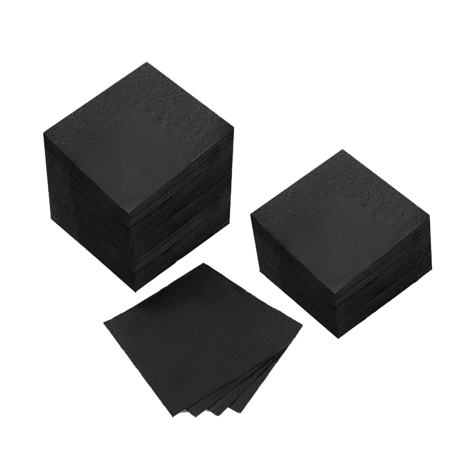 100 Pack Cocktail Napkin 2-Ply Dessert Napkins Folded 5 x 5 Inches Disposable Napkins for Dinner Wedding Birthday Party Bridal Anniversary Reception Event (100, Black)