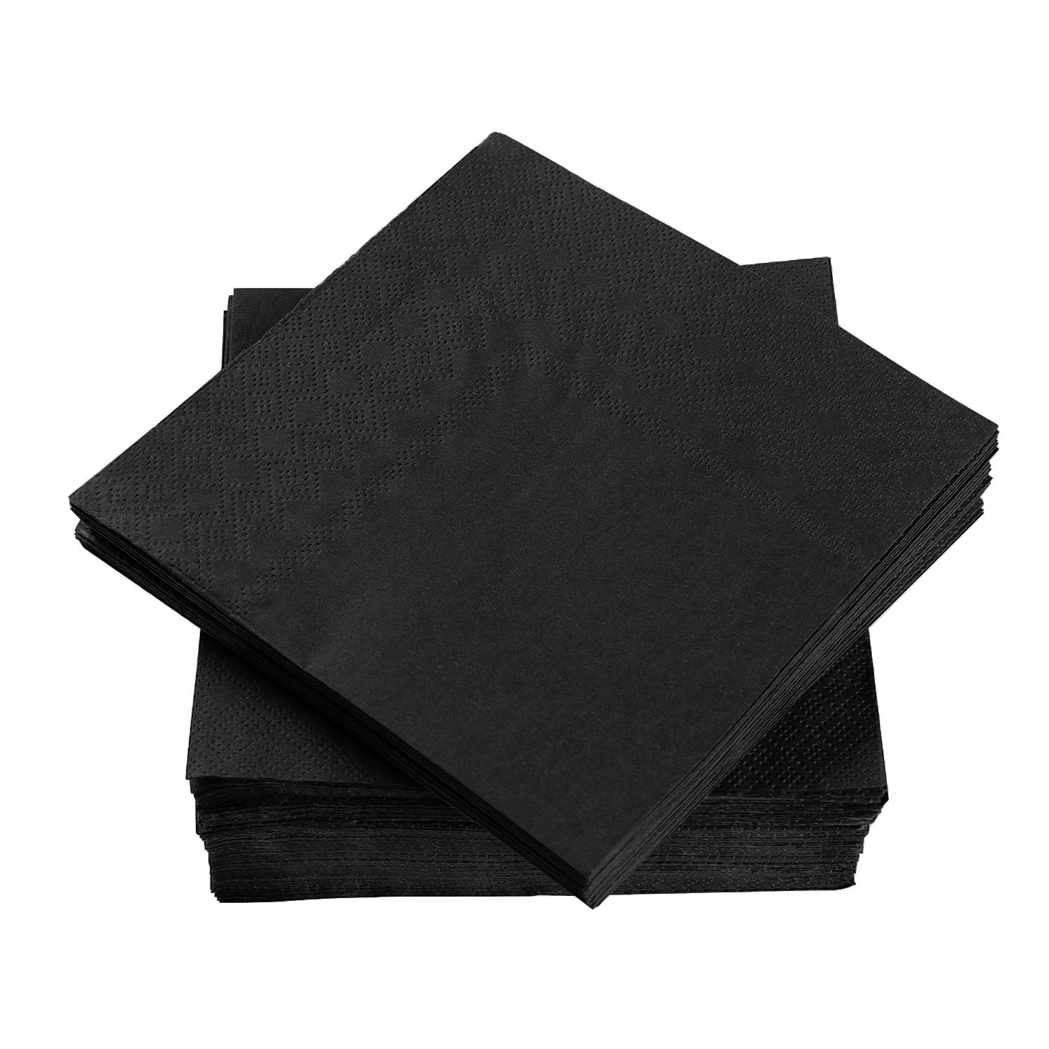 100 Pack Cocktail Napkin 2-Ply Dessert Napkins Folded 5 x 5 Inches Disposable Napkins for Dinner Wedding Birthday Party Bridal Anniversary Reception Event (100, Black)
