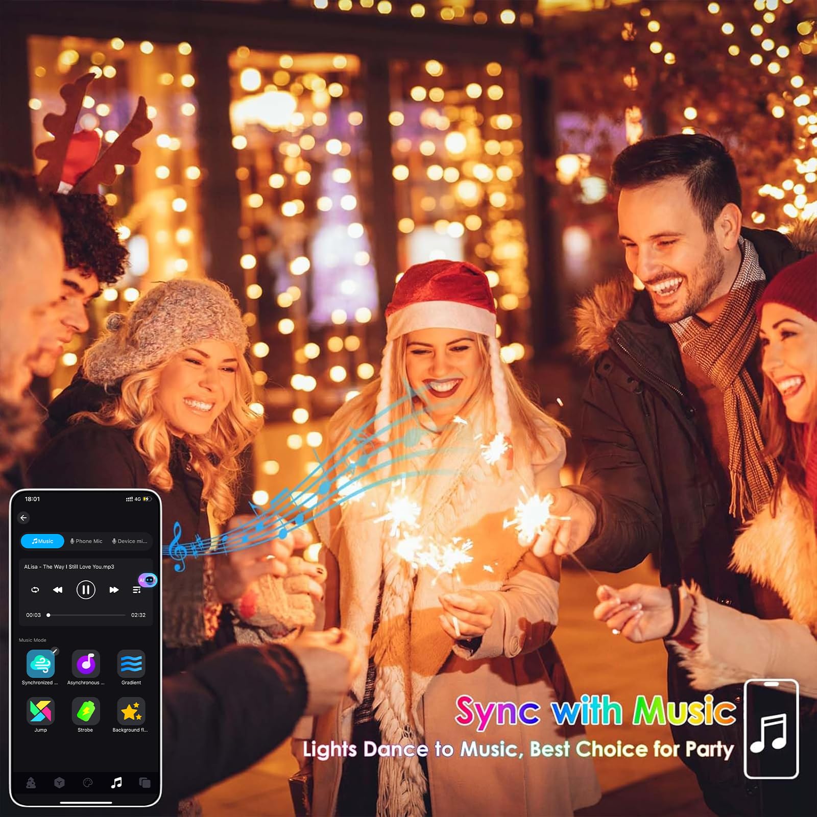YIQU Smart Color Changing Christmas Lights, 66 FT 200 LED RGB String Lights with Remote App Control and Timer, Music Sync Multiple Modes Twinkle Mini Light Waterproof Indoor Outdoor