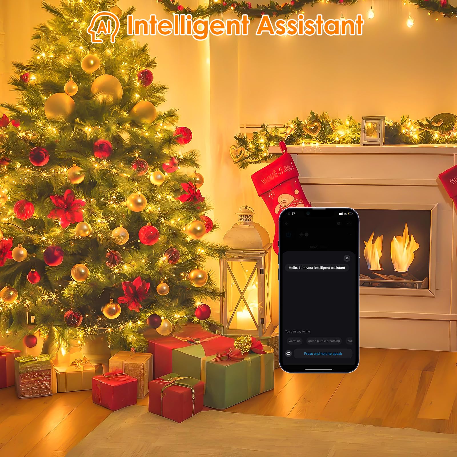 YIQU Smart Color Changing Christmas Lights, 66 FT 200 LED RGB String Lights with Remote App Control and Timer, Music Sync Multiple Modes Twinkle Mini Light Waterproof Indoor Outdoor